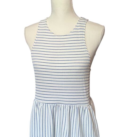 dRA Los Angeles Blue and White Striped Midi Dress - Size Med - Picture 2 of 5